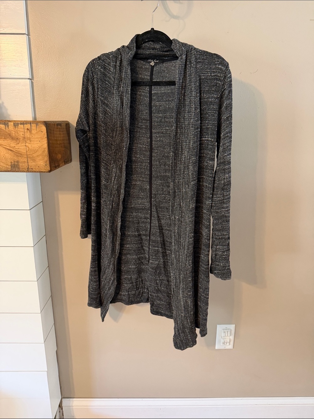 Laila Jayde Open-Front Hooded Cardigan - Charcoal